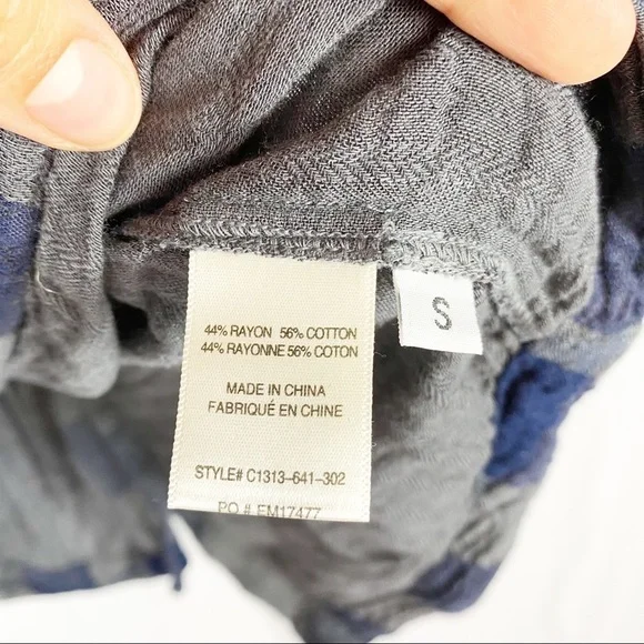 CLOTH & STONE Blue & Grey Plaid Top - Picture 3 of 4